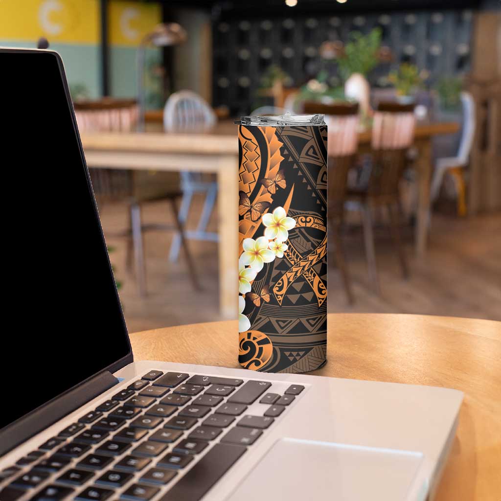 Liver Cancer Awareness Month Skinny Tumbler Awareness Is Key Orange Polynesian Ribbon LT14 - Polynesian Pride