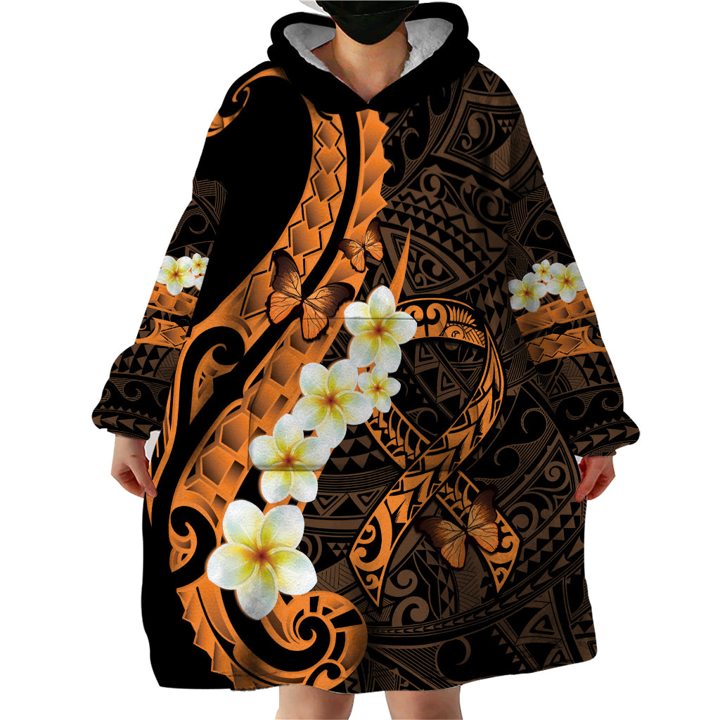 Liver Cancer Awareness Month Wearable Blanket Hoodie Awareness Is Key Orange Polynesian Ribbon LT14 - Polynesian Pride
