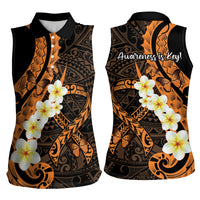 Liver Cancer Awareness Month Women Sleeveless Polo Shirt Awareness Is Key Orange Polynesian Ribbon LT14 - Polynesian Pride