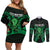 ADHD Awareness Month You Matter Couples Matching Off Shoulder Short Dress and Long Sleeve Button Shirt Green Polynesian Ribbon