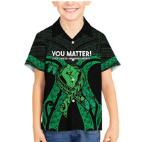 ADHD Awareness Month You Matter Family Matching Mermaid Dress and Hawaiian Shirt Green Polynesian Ribbon LT14 Son's Shirt Green - Polynesian Pride
