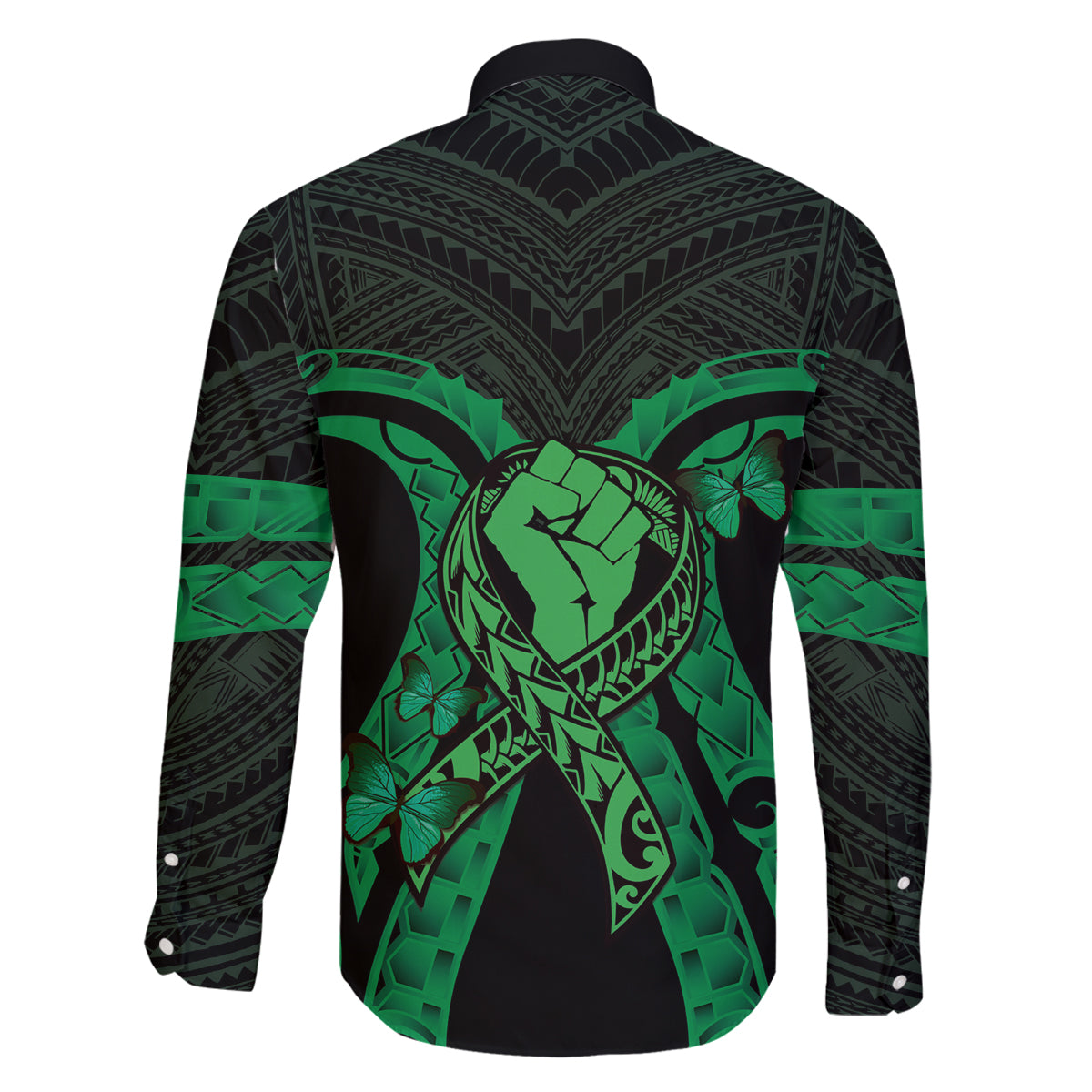 ADHD Awareness Month You Matter Family Matching Off The Shoulder Long Sleeve Dress and Hawaiian Shirt Green Polynesian Ribbon LT14 - Polynesian Pride
