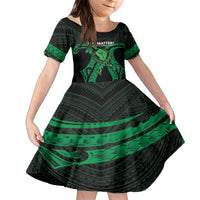 ADHD Awareness Month You Matter Family Matching Off Shoulder Short Dress and Hawaiian Shirt Green Polynesian Ribbon LT14 Daughter's Dress Green - Polynesian Pride