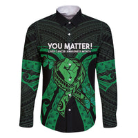 ADHD Awareness Month You Matter Family Matching Puletasi and Hawaiian Shirt Green Polynesian Ribbon LT14 Dad's Shirt - Long Sleeve Green - Polynesian Pride
