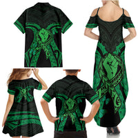 ADHD Awareness Month You Matter Family Matching Summer Maxi Dress and Hawaiian Shirt Green Polynesian Ribbon LT14 - Polynesian Pride