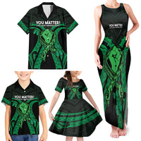 ADHD Awareness Month You Matter Family Matching Tank Maxi Dress and Hawaiian Shirt Green Polynesian Ribbon LT14 - Polynesian Pride