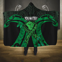 ADHD Awareness Month You Matter Hooded Blanket Green Polynesian Ribbon LT14 One Size Green - Polynesian Pride