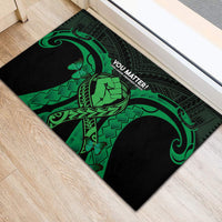 ADHD Awareness Month You Matter Rubber Doormat Green Polynesian Ribbon