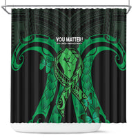ADHD Awareness Month You Matter Shower Curtain Green Polynesian Ribbon LT14 Green - Polynesian Pride
