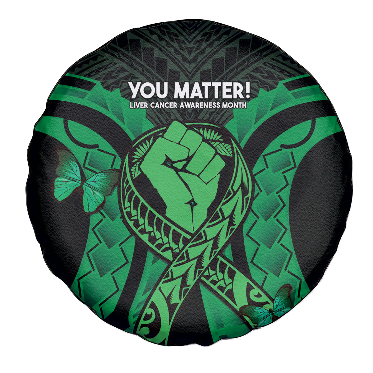 ADHD Awareness Month You Matter Spare Tire Cover Green Polynesian Ribbon LT14 - Polynesian Pride