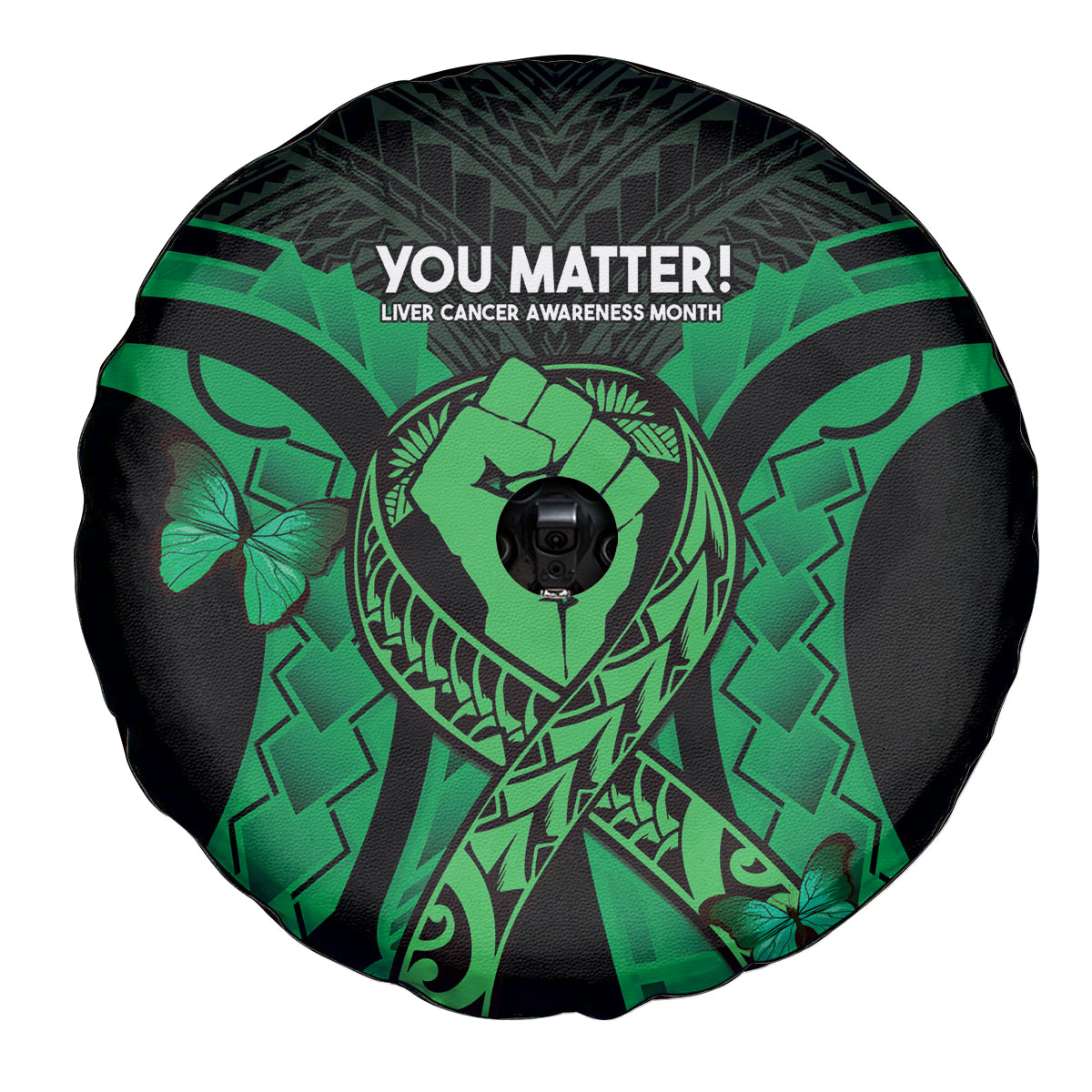 ADHD Awareness Month You Matter Spare Tire Cover Green Polynesian Ribbon LT14 - Polynesian Pride