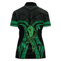 ADHD Awareness Month You Matter Women Polo Shirt Green Polynesian Ribbon