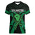 ADHD Awareness Month You Matter Women V-Neck T-Shirt Green Polynesian Ribbon