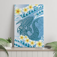Blue Hawaii Shark Tattoo Canvas Wall Art Frangipani With Polynesian Pastel Version