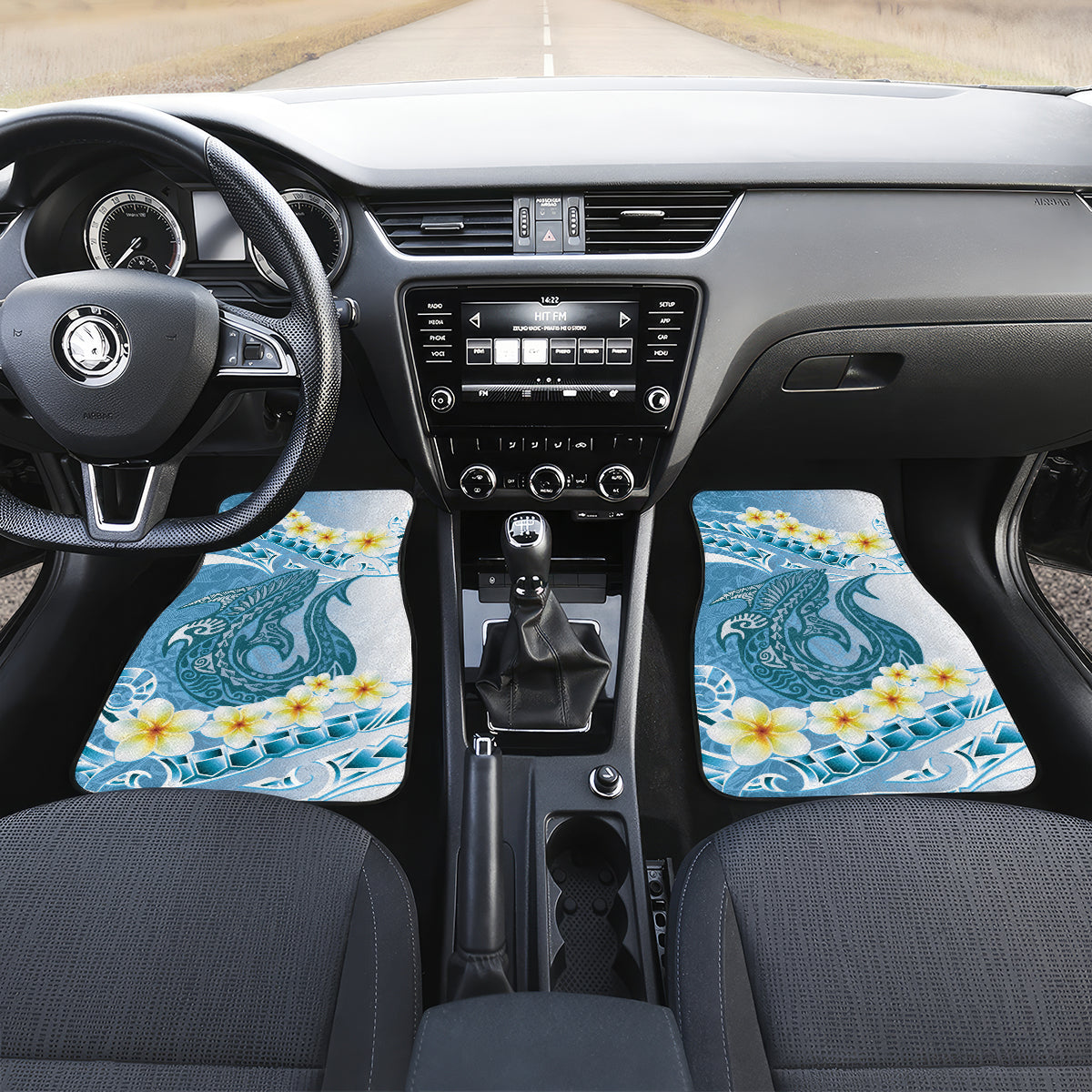 Blue Hawaii Shark Tattoo Car Mats Frangipani With Polynesian Pastel Version
