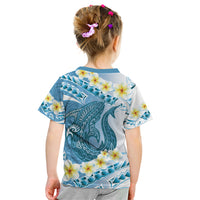 Blue Hawaii Shark Tattoo Kid T Shirt Frangipani With Polynesian Pastel Version