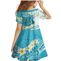 Turquoise Hawaii Shark Tattoo Family Matching Mermaid Dress and Hawaiian Shirt Frangipani With Polynesian Pastel Version LT14 - Polynesian Pride