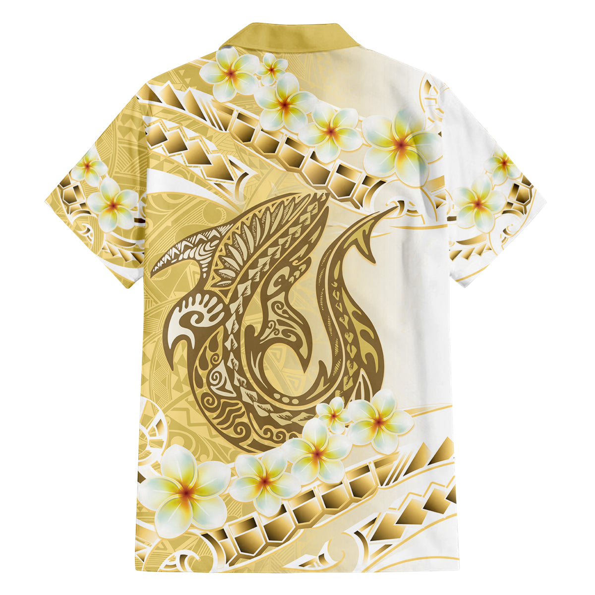 Gold Hawaii Shark Tattoo Family Matching Off Shoulder Maxi Dress and Hawaiian Shirt Frangipani With Polynesian Pastel Version LT14 - Polynesian Pride