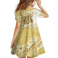 Gold Hawaii Shark Tattoo Family Matching Summer Maxi Dress and Hawaiian Shirt Frangipani With Polynesian Pastel Version LT14 - Polynesian Pride