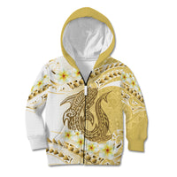 Gold Hawaii Shark Tattoo Kid Hoodie Frangipani With Polynesian Pastel Version LT14 Zip Hoodie Gold - Polynesian Pride