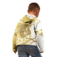 Gold Hawaii Shark Tattoo Kid Hoodie Frangipani With Polynesian Pastel Version LT14 - Polynesian Pride
