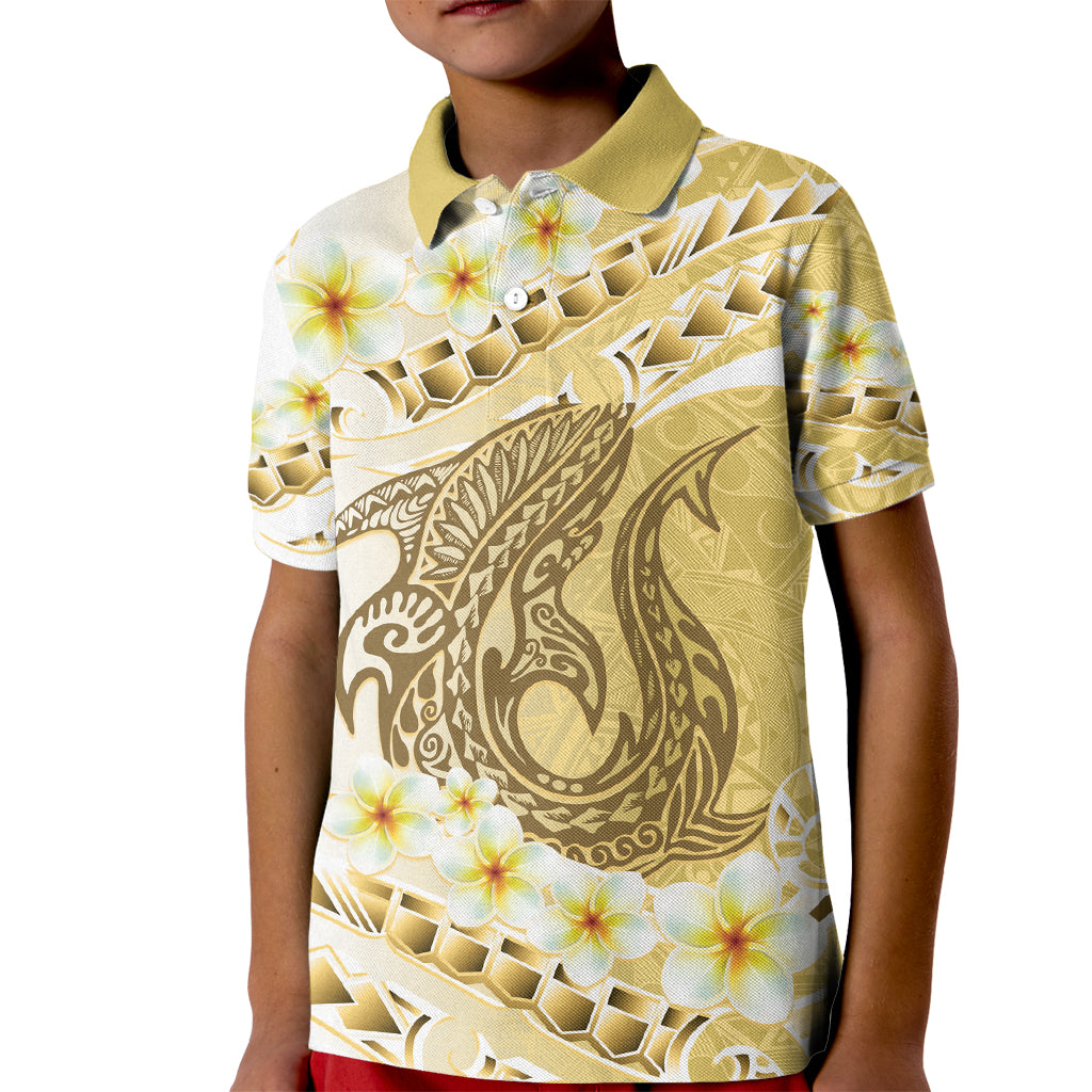 Gold Hawaii Shark Tattoo Kid Polo Shirt Frangipani With Polynesian Pastel Version