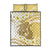 Gold Hawaii Shark Tattoo Quilt Bed Set Frangipani With Polynesian Pastel Version