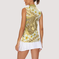 Gold Hawaii Shark Tattoo Women Sleeveless Polo Shirt Frangipani With Polynesian Pastel Version