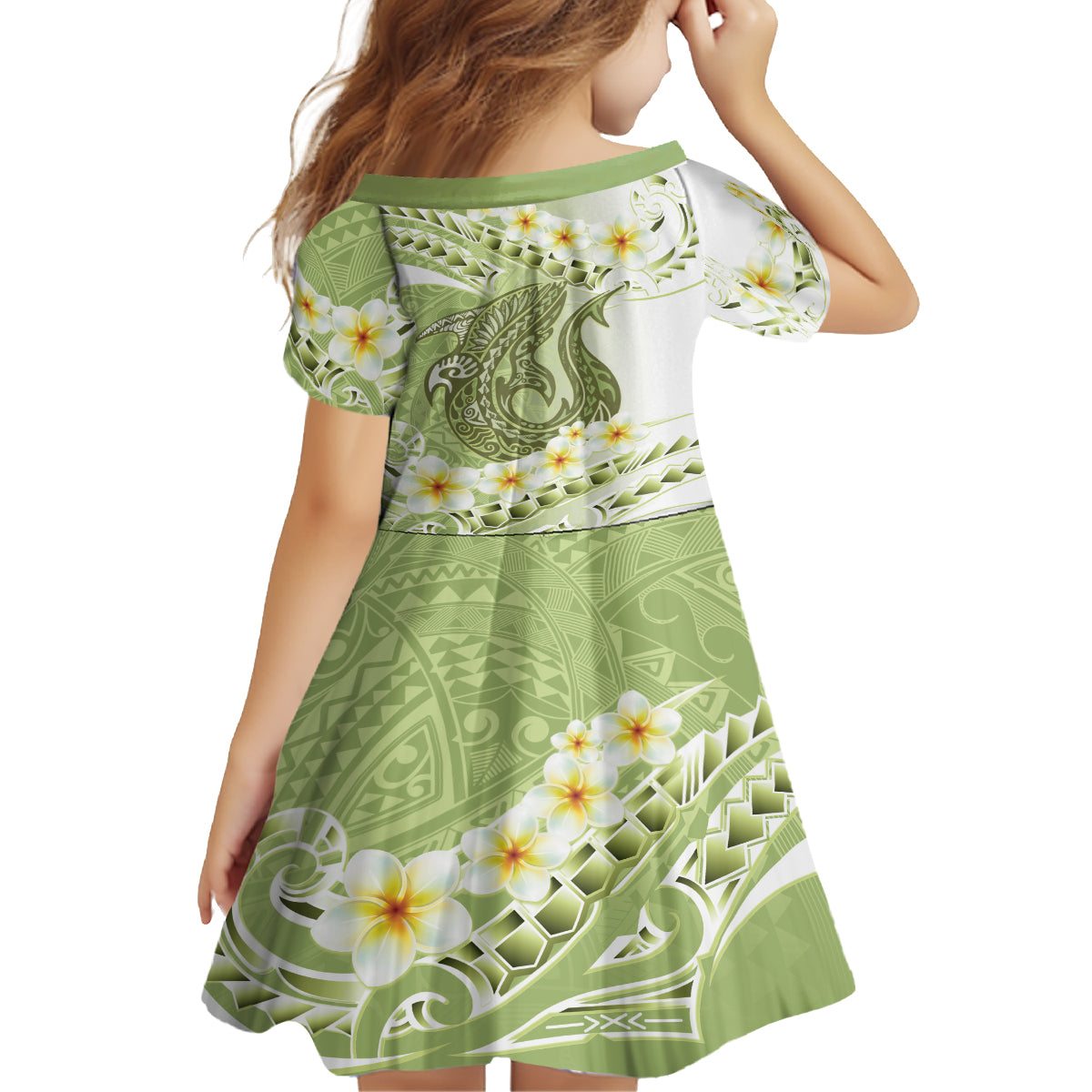 Green Hawaii Shark Tattoo Family Matching Off Shoulder Maxi Dress and Hawaiian Shirt Frangipani With Polynesian Pastel Version LT14 - Polynesian Pride