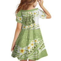 Green Hawaii Shark Tattoo Family Matching Short Sleeve Bodycon Dress and Hawaiian Shirt Frangipani With Polynesian Pastel Version LT14 - Polynesian Pride