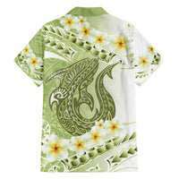 Green Hawaii Shark Tattoo Family Matching Summer Maxi Dress and Hawaiian Shirt Frangipani With Polynesian Pastel Version LT14 - Polynesian Pride