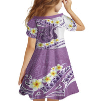 Purple Hawaii Shark Tattoo Family Matching Off The Shoulder Long Sleeve Dress and Hawaiian Shirt Frangipani With Polynesian Pastel Version LT14 - Polynesian Pride