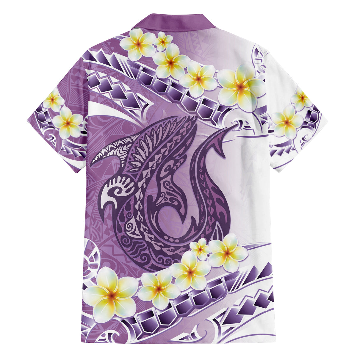 Purple Hawaii Shark Tattoo Family Matching Off The Shoulder Long Sleeve Dress and Hawaiian Shirt Frangipani With Polynesian Pastel Version LT14 - Polynesian Pride