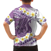 Purple Hawaii Shark Tattoo Family Matching Puletasi and Hawaiian Shirt Frangipani With Polynesian Pastel Version LT14 - Polynesian Pride