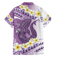 Purple Hawaii Shark Tattoo Family Matching Tank Maxi Dress and Hawaiian Shirt Frangipani With Polynesian Pastel Version LT14 - Polynesian Pride