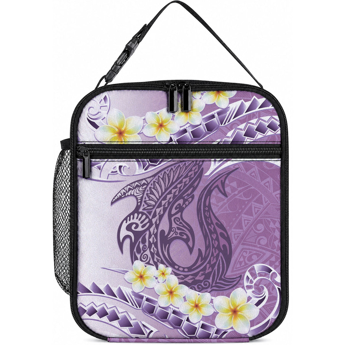 Purple Hawaii Shark Tattoo Lunch Bag Frangipani With Polynesian Pastel Version LT14 10.2 × 8.3 × 4.3 inch Purple - Polynesian Pride