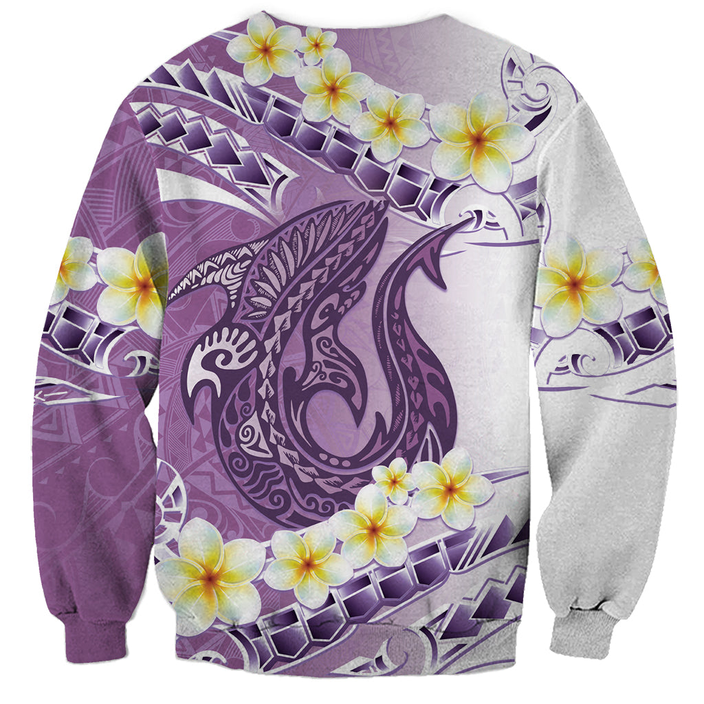 Purple Hawaii Shark Tattoo Sweatshirt Frangipani With Polynesian Pastel Version
