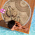 Brown Bula Fiji Beach Blanket Fijian Dance Fan Tapa Cloth Pattern