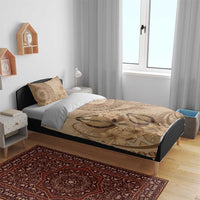 Brown Bula Fiji Bedding Set Fijian Dance Fan Tapa Cloth Pattern