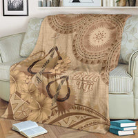 Brown Bula Fiji Blanket Fijian Dance Fan Tapa Cloth Pattern
