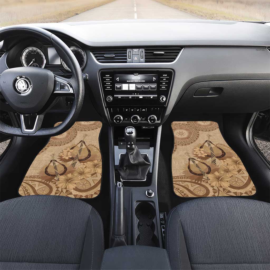 Brown Bula Fiji Car Mats Fijian Dance Fan Tapa Cloth Pattern