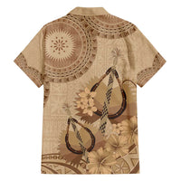 Brown Bula Fiji Family Matching Long Sleeve Bodycon Dress and Hawaiian Shirt Fijian Dance Fan Tapa Cloth Pattern LT14 - Polynesian Pride