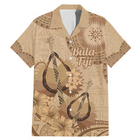 Brown Bula Fiji Family Matching Mermaid Dress and Hawaiian Shirt Fijian Dance Fan Tapa Cloth Pattern LT14 Dad's Shirt - Short Sleeve Brown - Polynesian Pride