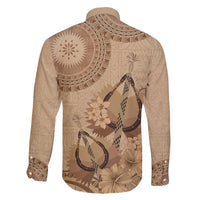 Brown Bula Fiji Family Matching Short Sleeve Bodycon Dress and Hawaiian Shirt Fijian Dance Fan Tapa Cloth Pattern LT14 - Polynesian Pride