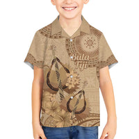Brown Bula Fiji Family Matching Summer Maxi Dress and Hawaiian Shirt Fijian Dance Fan Tapa Cloth Pattern LT14 Son's Shirt Brown - Polynesian Pride