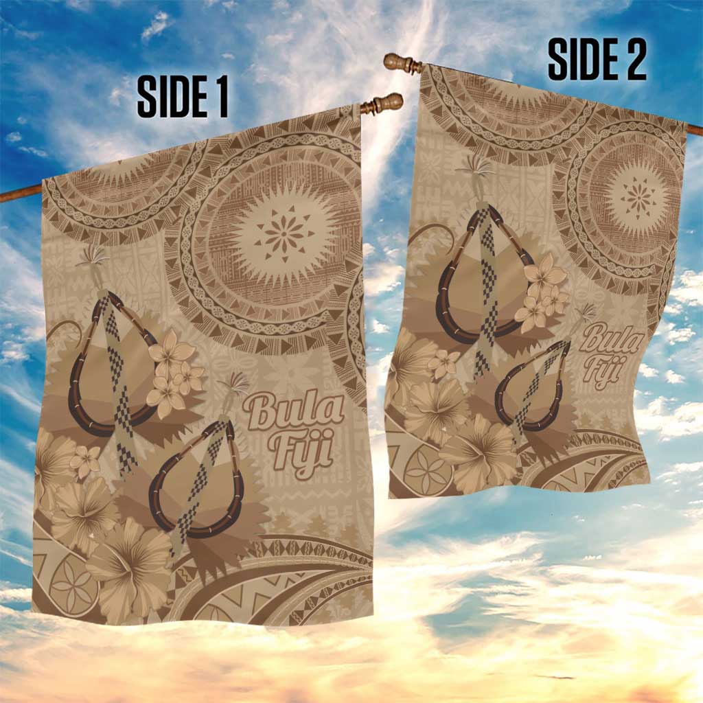 Brown Bula Fiji Garden Flag Fijian Dance Fan Tapa Cloth Pattern