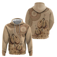 Brown Bula Fiji Hoodie Fijian Dance Fan Tapa Cloth Pattern