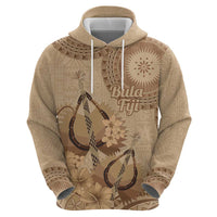 Brown Bula Fiji Hoodie Fijian Dance Fan Tapa Cloth Pattern