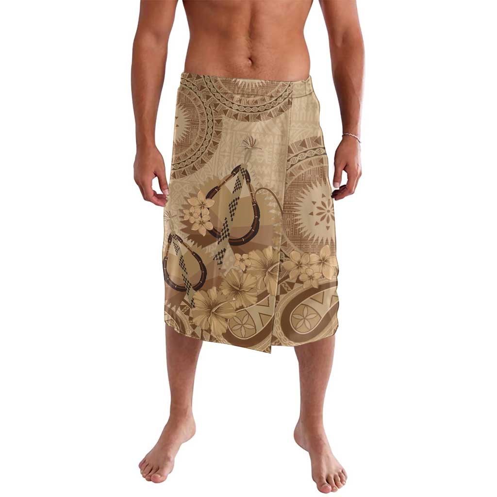 Brown Bula Fiji Lavalava Fijian Dance Fan Tapa Cloth Pattern