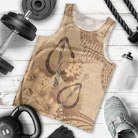 Brown Bula Fiji Men Tank Top Fijian Dance Fan Tapa Cloth Pattern